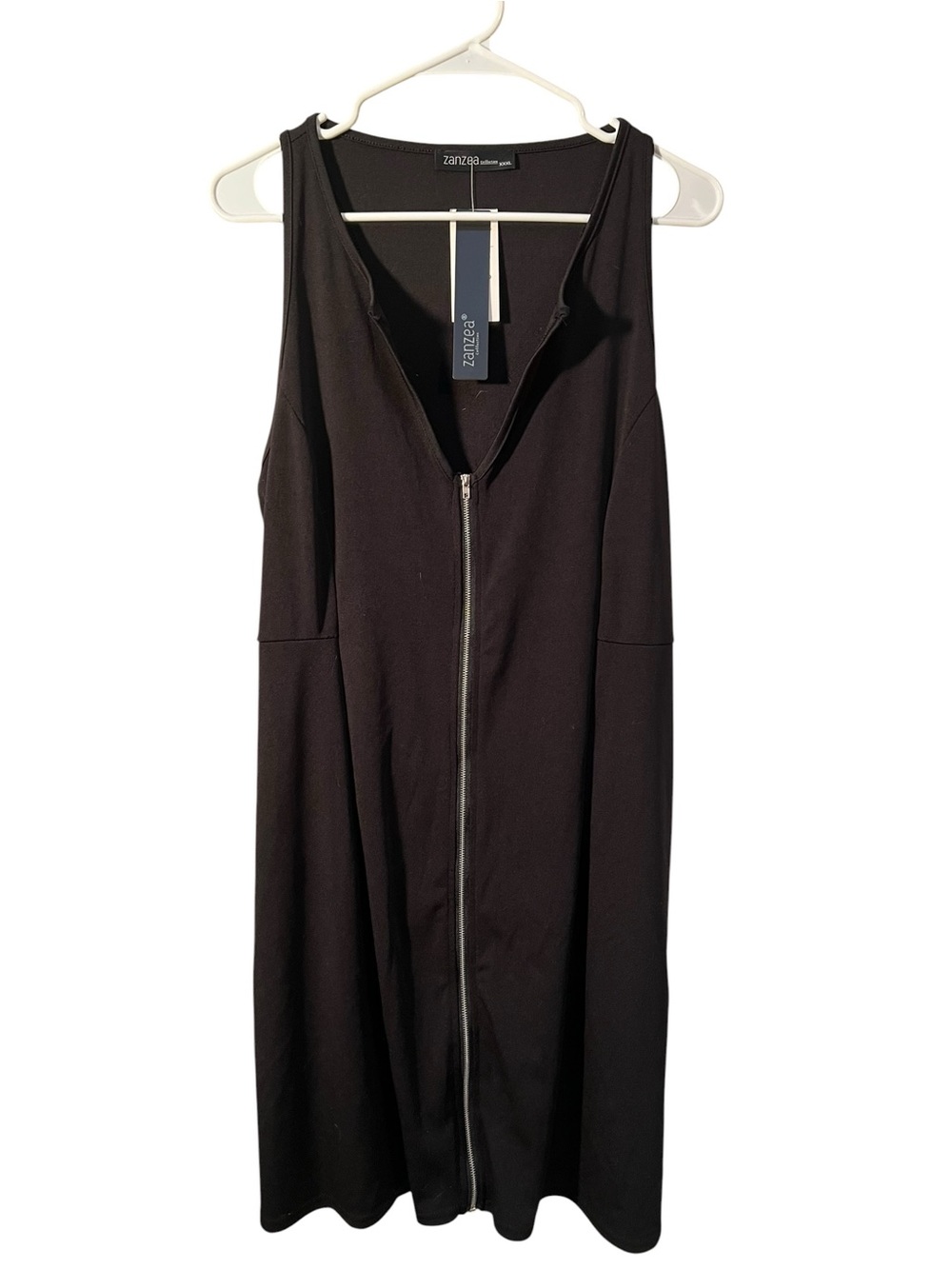 Zanzea Collection Women’s Size XXXL Sleeveless Dress Black Full Zip Split Neck